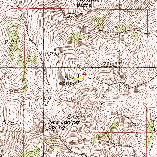 Topographic Map of Hart Spring, OR