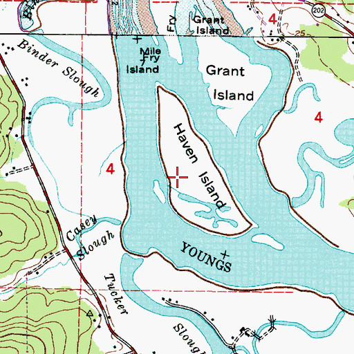 Topographic Map of Haven Island, OR