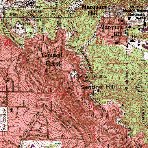 Topographic Map of Healy Heights City Park, OR