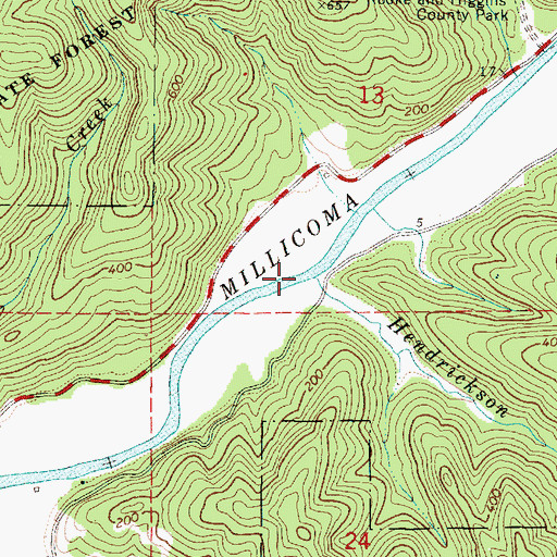 Topographic Map of Hendrickson Creek, OR