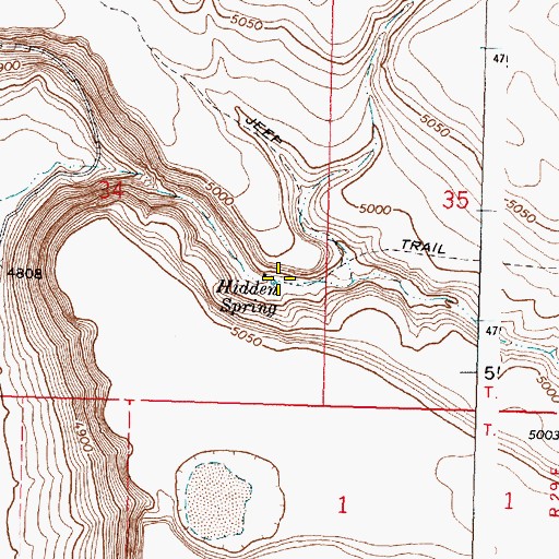 Topographic Map of Hidden Spring, OR