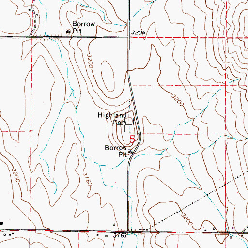 Topographic Map of Highland Cemetery, OR
