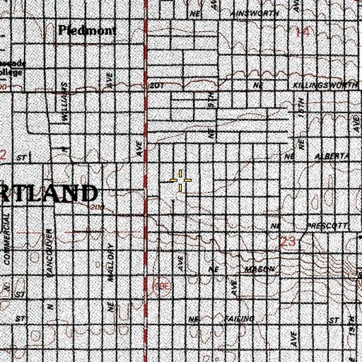 Topographic Map of King Elementary School, OR