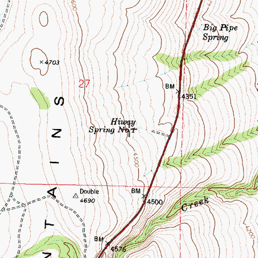 Topographic Map of Hiway Spring Number One, OR