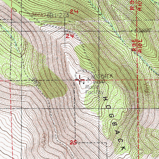 Topographic Map of Hogback Mountain, OR