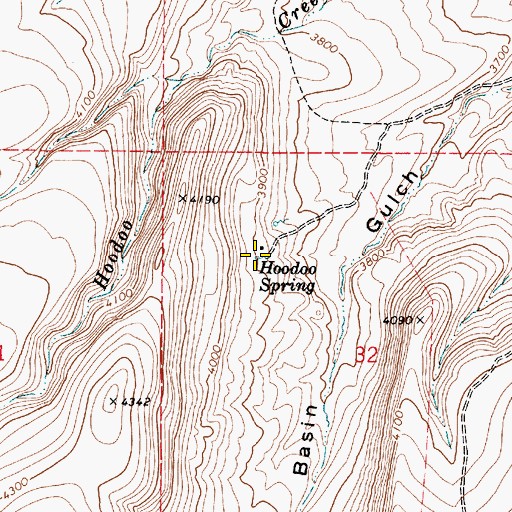 Topographic Map of Hoodoo Spring, OR