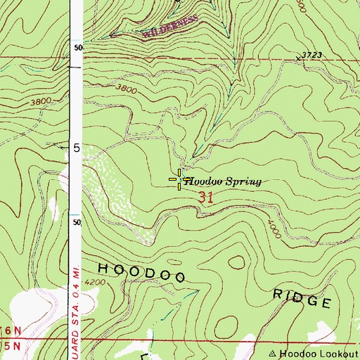 Topographic Map of Hoodoo Spring, OR