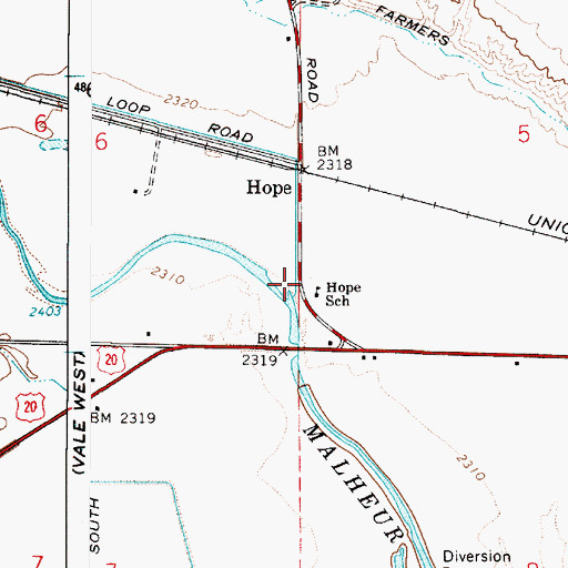 Topographic Map of Hope School (historical), OR