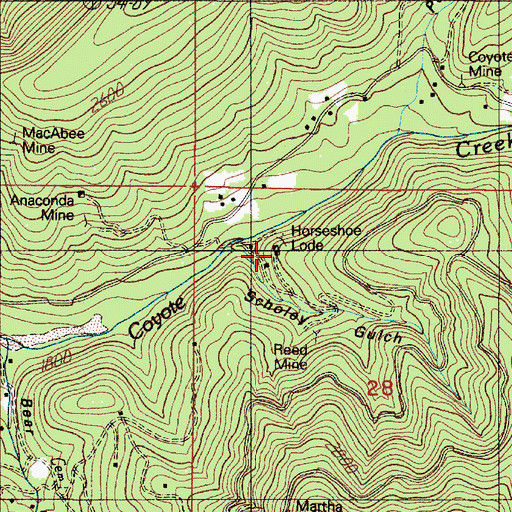 Topographic Map of Horseshoe Lode, OR