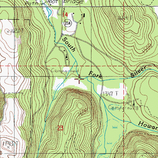 Topographic Map of Howard Creek, OR
