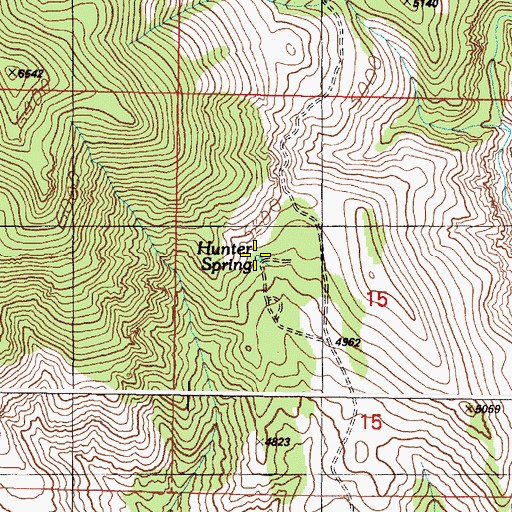 Topographic Map of Hunter Spring, OR