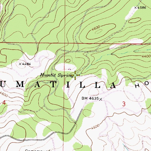 Topographic Map of Huntit Spring, OR