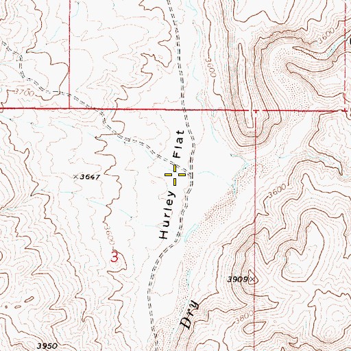 Topographic Map of Hurley Flat, OR
