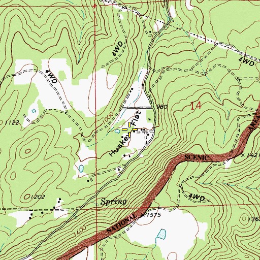 Topographic Map of Huskey Flat, OR