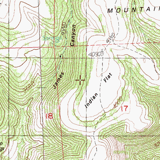 Topographic Map of Indian Flat, OR