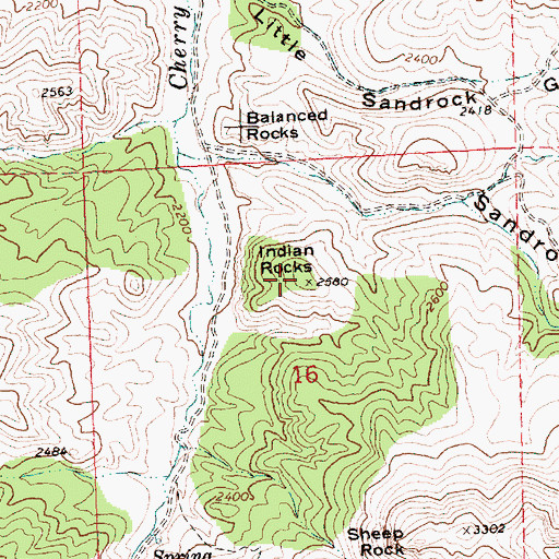 Topographic Map of Indian Rocks, OR