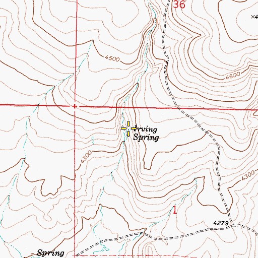 Topographic Map of Irving Spring, OR