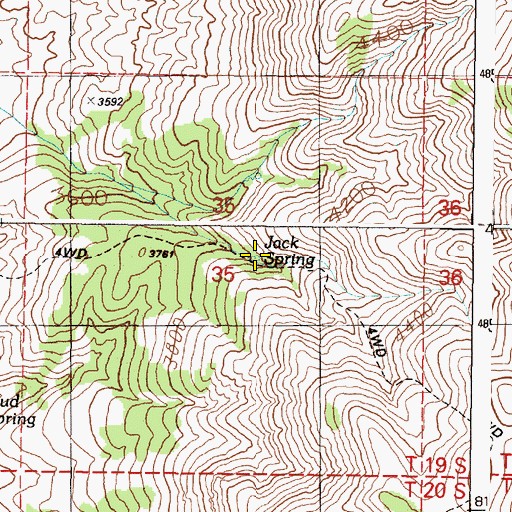 Topographic Map of Jack Spring, OR