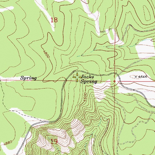 Topographic Map of Jacks Spring, OR