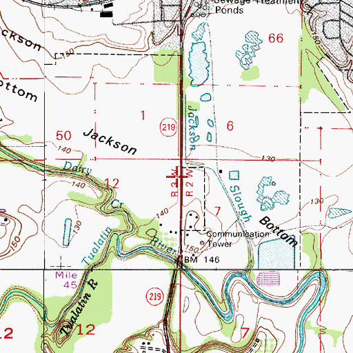 Topographic Map of Jackson Bottom, OR