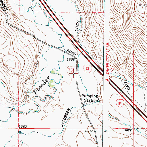 Topographic Map of Jacobsen Ditch, OR