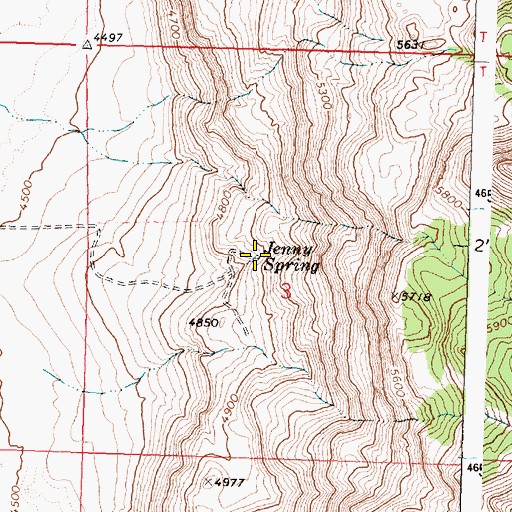 Topographic Map of Jenny Spring, OR