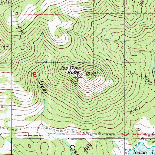 Topographic Map of Joe Dyer Butte, OR