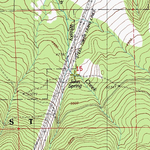 Topographic Map of John Spring, OR