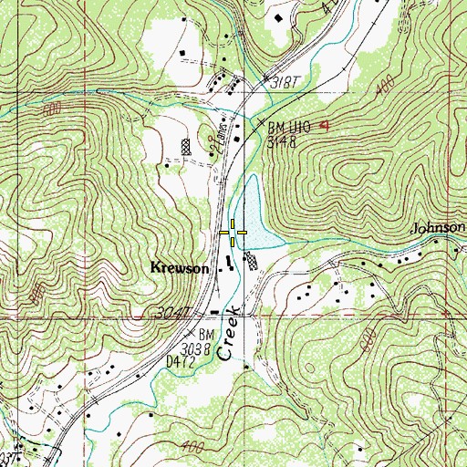 Topographic Map of Johnson Creek, OR