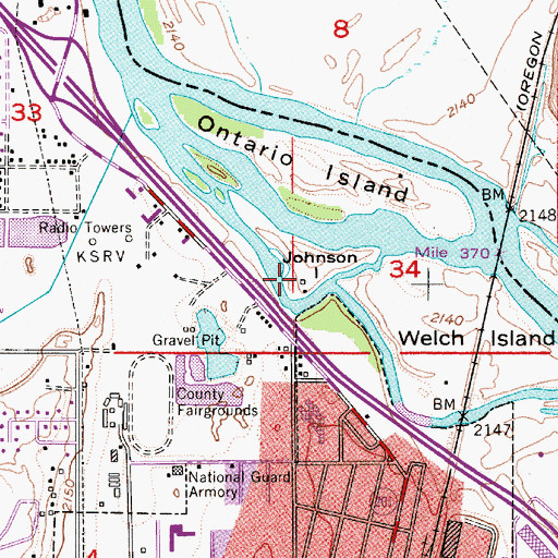 Topographic Map of Johnson Island, OR