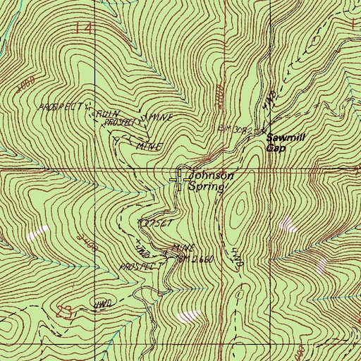 Topographic Map of Johnson Spring, OR