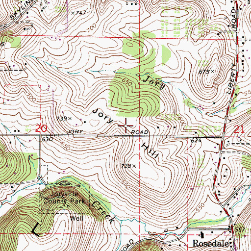 Topographic Map of Jory Hill, OR