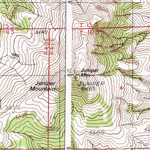Topographic Map of Juniper Mountain, OR