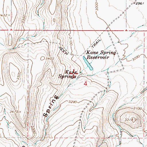 Topographic Map of Kane Springs, OR