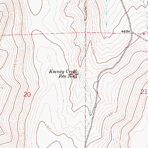 Topographic Map of Keeney Creek Reservoir Number Four, OR