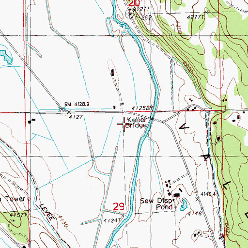 Topographic Map of Keller Bridge, OR