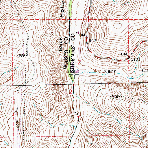 Topographic Map of Kerr Canyon, OR