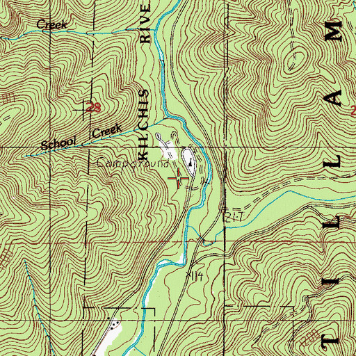 Topographic Map of Kilchis River County Park, OR