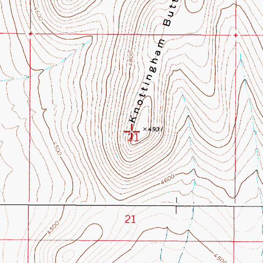 Topographic Map of Knottingham Butte, OR