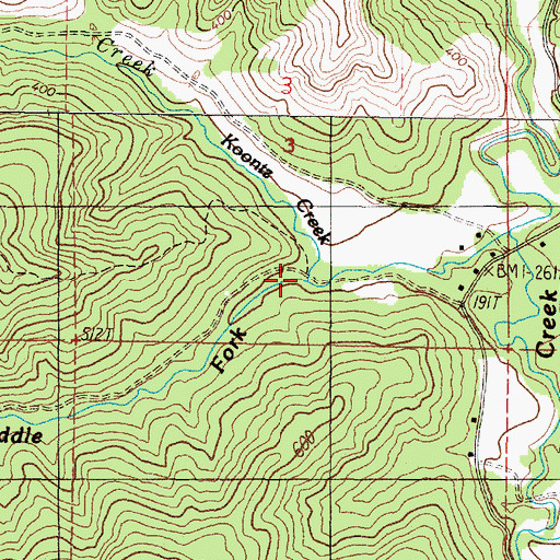 Topographic Map of Koontz Creek, OR