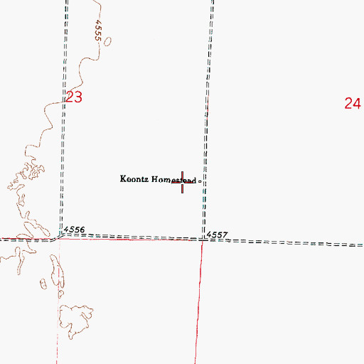 Topographic Map of Koontz Homestead, OR