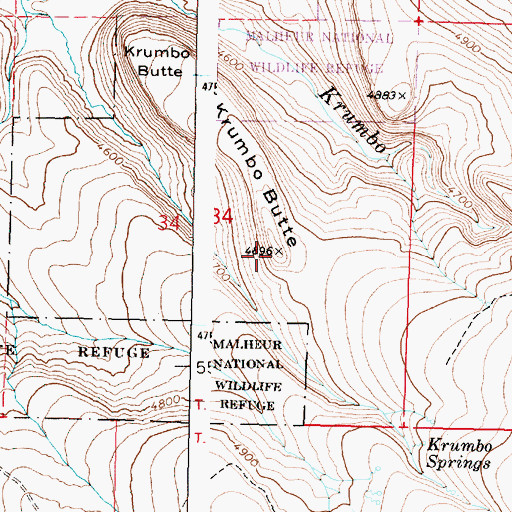Topographic Map of Krumbo Butte, OR