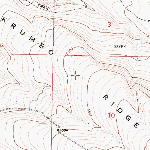 Topographic Map of Krumbo Ridge, OR