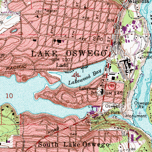 Topographic Map of Lakewood Bay, OR