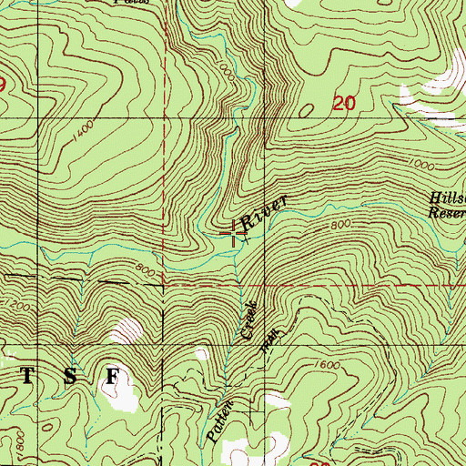 Topographic Map of Lee Creek, OR