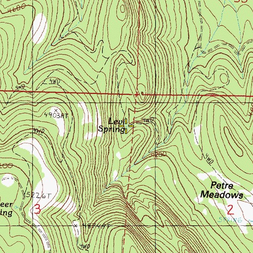 Topographic Map of Levi Spring, OR