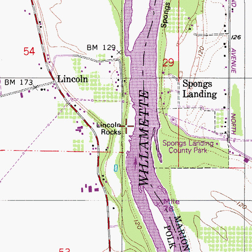 Topographic Map of Lincoln Rocks, OR