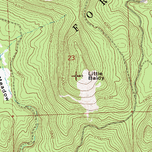 Topographic Map of Little Baldy, OR