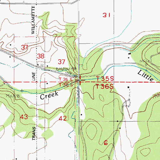Topographic Map of Little Butte Creek Siphon, OR