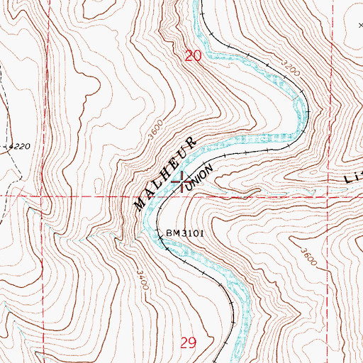 Topographic Map of Little Mosquito Canyon, OR